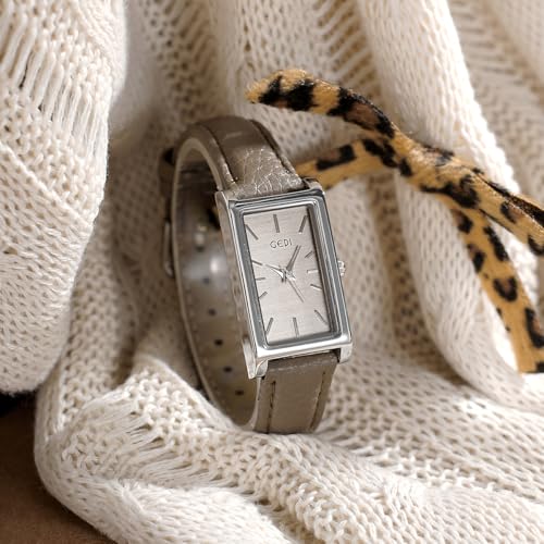 Image of Quartz Watch for Women, Lady Stylish Square Dress Watch with Leather Strap and Sapphire Crown