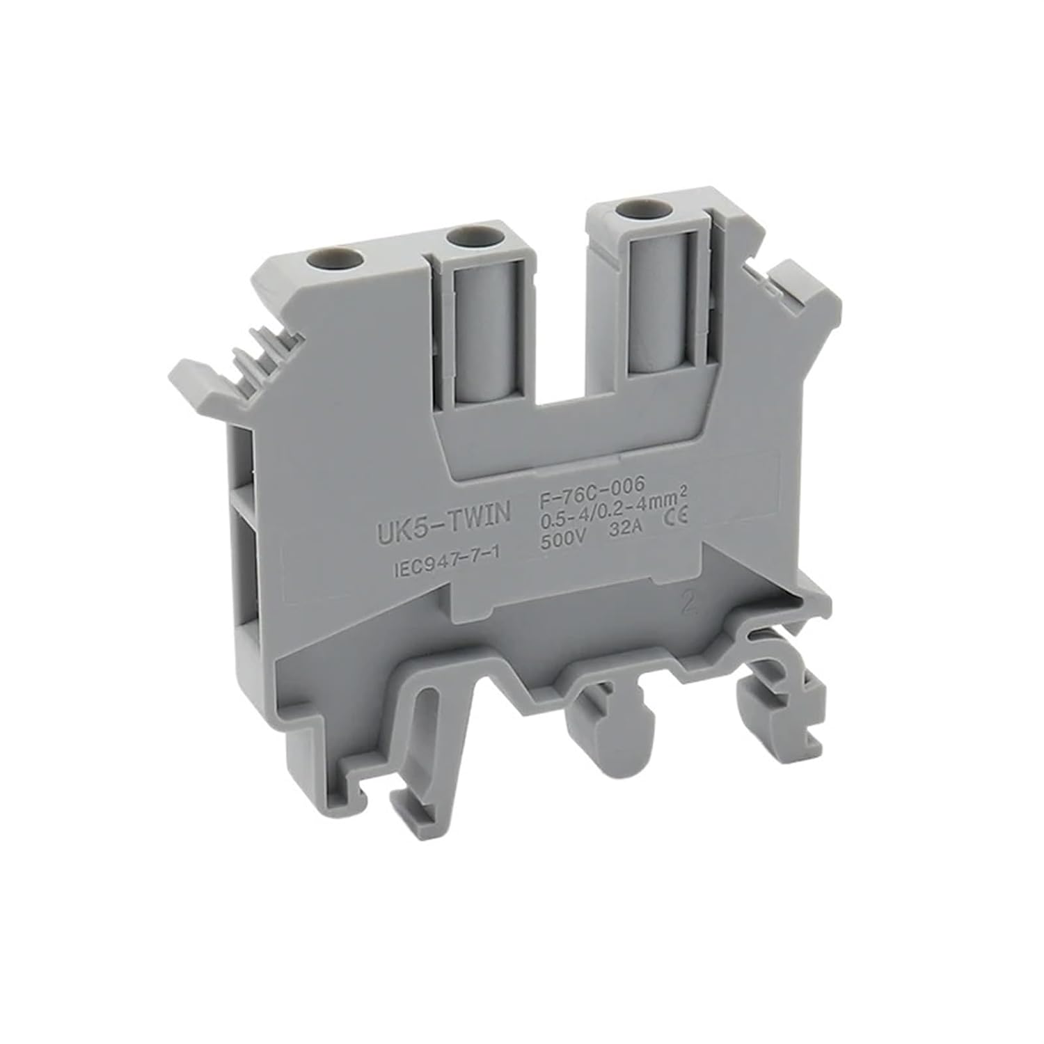 10PCS DIN Rail UK5-TWIN Screw Terminal Block 500V 32A One in Multiple Out Electrical Wire Connector 24-12 AWG Brass UK5 Twin