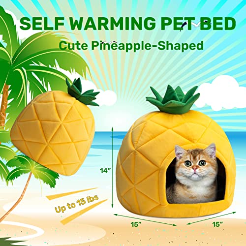 Papitlulu Pineapple Pet Bed, Warm Cave Nest Sleeping Bed Puppy House For Cats And Small Dogs, Black #TOP1