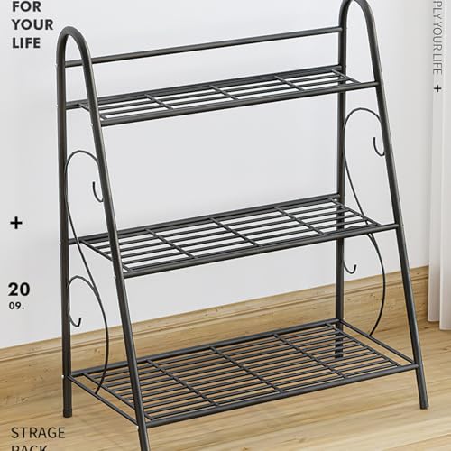 Support à plantes en métal robuste à 3 niveaux, étagère durable pour fleurs