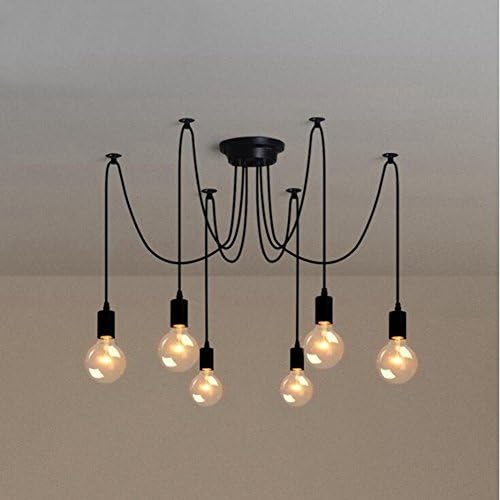 Ceiling Lamp Light Pendant Chandelier Fixture, Retro Home DIY Edison Chandelier Lighting Chic Industrial Drop-Light for Dining Bedrooms Kitchen Living Room Island (6 Heads)
