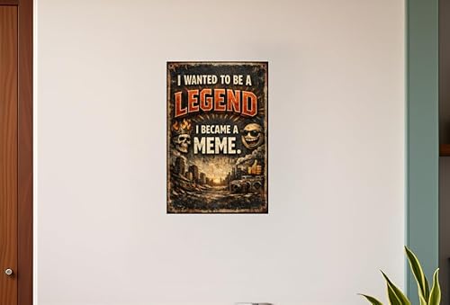 I Wanted To Be A Legend I Became A Meme Metal Tin Wall Plaque Vintage Funny Quote Urban Grunge Art Skull Camera City Scene 8x12 Inch Decor - Image 4