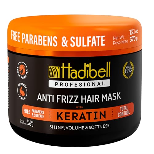 Hadibell Keratin Hair Mask Treatment 13.1 OZ, Deep Hair Care Treatment for Damaged Hair, Boost Hair Growth for Damaged Hair, Nourishing Repair & Frizz Control Mask