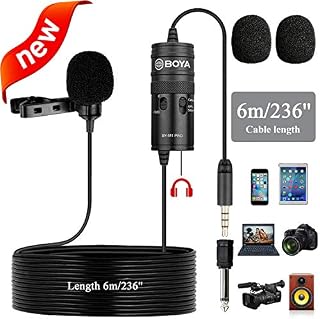 New Monitor Lavalier Microphone for Canon iPhone Podcast, 19 Feet BOYA Omnidirectional Condenser