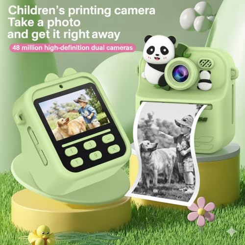 Image of Cason Instant Camera for Kids with Print,1080P HD Instant Photo Camera with Dual Cameras,2 Print Rolls,Fun Filters for Creativity for 5-15 Years Kids Supports Upto 32GB Memory (Green)