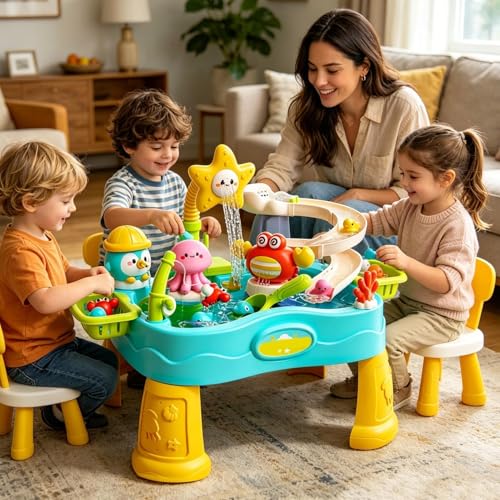 Table de jeux d'eau portable et jouet estival multicolore de jardin