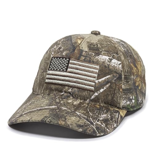 Outdoor Cap Men's Standard Realtree Edge Tonal USA Flag Cap, Camouflage, Adult