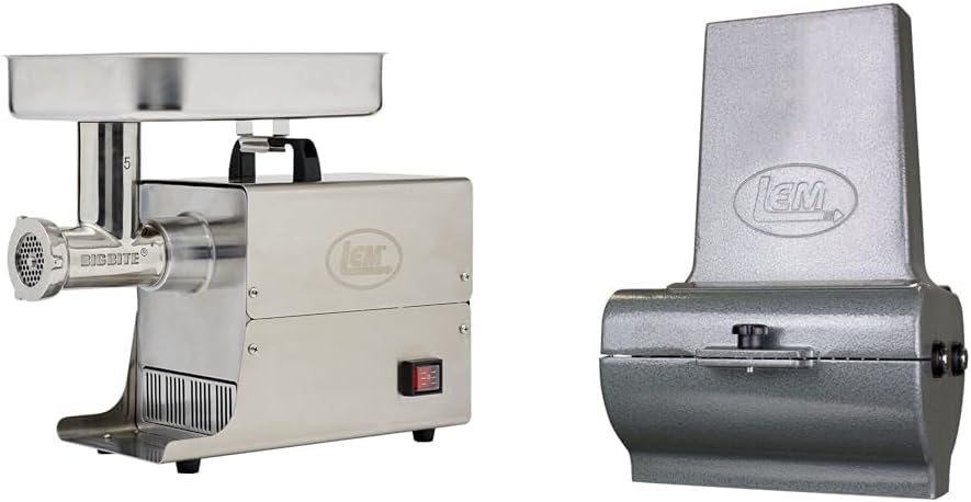 LEM Big Bite Meat Grinder #5 & 2 in 1 Jerky Slicer and Tenderizer Attachment