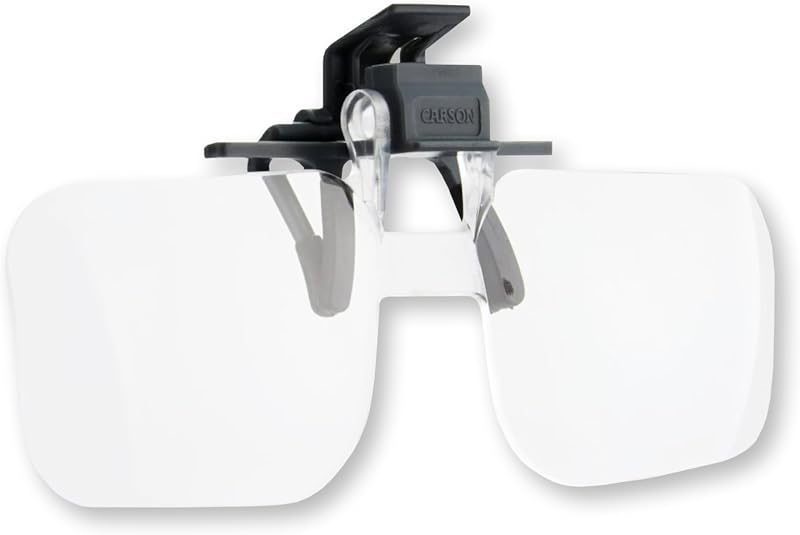 Carson Clip and Flip 2x Power Magnifying Lens (OD-14) | Flip up Magnifying Clip On Reading Glasses with 2x Power Lenses for Reading, Crafts, Jewlery, Sewing (OD-14)