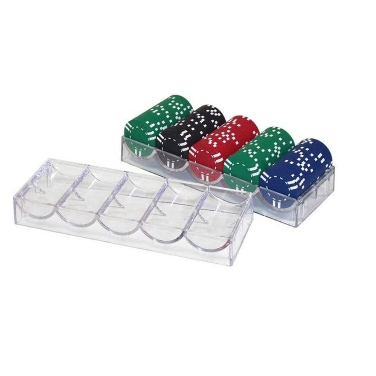 Boîte de Rangement pour Chips Party Chips en Acrylique Transparent 5 Compartiments pour 100 Jetons, Organiseur pour Poker à Domicile