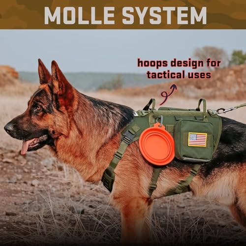 Forestpaw Tactical Dog Harness for Large Dogs,Tactical Dog Collar with Bungee Leash Set,No Pull Military Dog Harness for Walking Training,Adjustable for Medium Large Dogs,Green,Chest 27-40" by Forestpaw - Used condition - Image 4