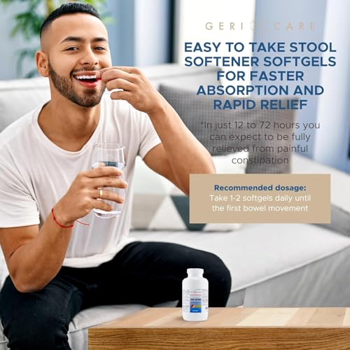 Image of GeriCare Docusate Sodium Stool Softener - 100mg Gentle Stimulant Laxative Softgels for Men & Women- Constipation Relief - Adults Daily Bowel Movement Laxative 1000 Count (Pack of 2)