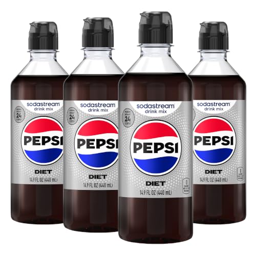 SodaStream Diet Pepsi Drink Mix, 4 Pack Cola Syrup for Sparkling Water Makers, Real Taste Diet Pepsi...