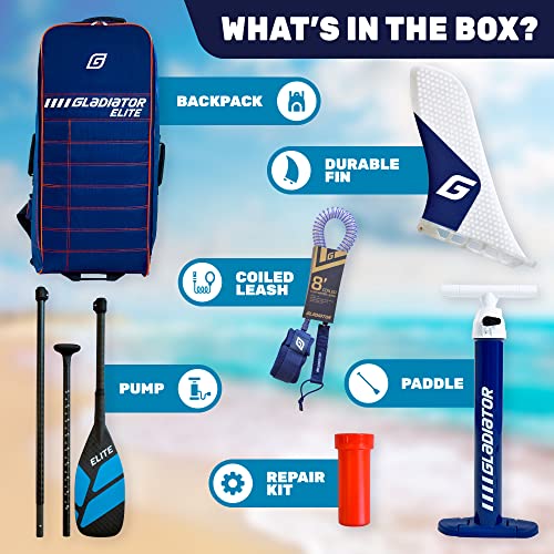 Gladiator Elite 11.2 Inflatable Paddle Board - 26Psi Ultimate Technology 11.2Ft Performance Stand Up Paddleboard — 4.75" Thick Paddle Boards W/Accessories - Ultra-Light Inflatable Sup Board #TOP5