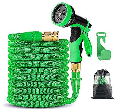 Preisvergleich Produktbild Darius James 15M Flexibler Gartenschlauch, Gute Qualität Naturlatex Wasserschlauch 9 Multifunktion Düse Arten Brause für Bewässerung Gartenarbeit Autowäsche Reinigung mit Adapter