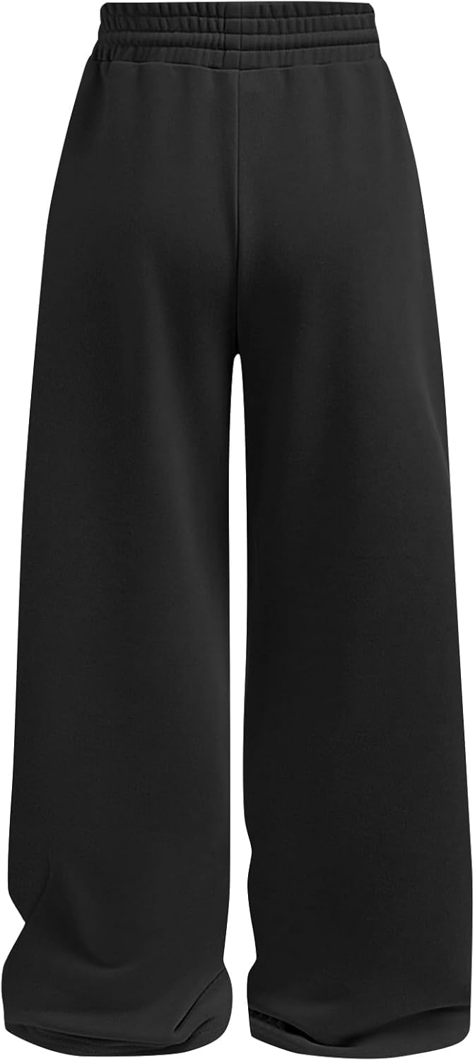 Girls Wide Straight Leg Loose Sweatpants Elastic Waist Drawstring Jogger Pants - Image 2
