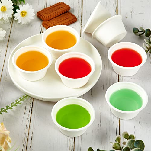 ECOLipak 200 Pack 2 oz Compostable Portion Cups, 100% Biodegradable Souffle Cups, Disposable Paper Cup for Condiment Samples