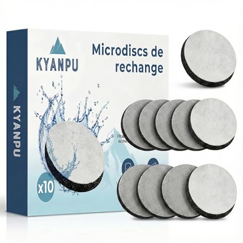 KYANPU Lot de 10 Disques Filtrants Compatibles Brita MicroDisc - 1500L de Filtration (1 An d'Eau) - Recharge Gourde Filtrante Fill&Go Bouteille & Carafe -...