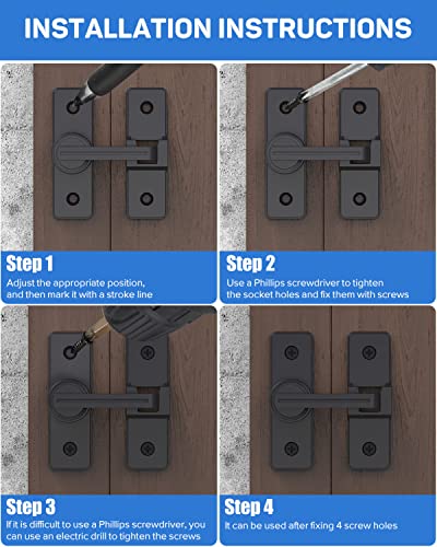 Barn Door Lock, Gate Latches Flip Latch Safety Door Bolt Latch Lock, 3.8Mm Heavy Duty Zinc Alloy Door Latch For Sliding Swing Open Door, Shed, Garage, Yard, Bathroom(Matt Black-1 Pack) #TOP6