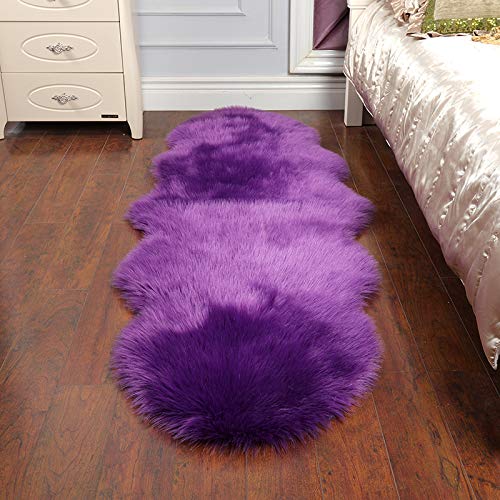 Tapis en fausse fourrure de mouton B 170x60cm pour descente de lit douillette