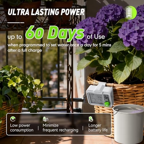 RAINPOINT Large Display Automatic Plant Waterer Indoor for Pot Plant,Cycle & Soak Mode Vacation Self Watering Drip Irrigation System Device Kit - image 7