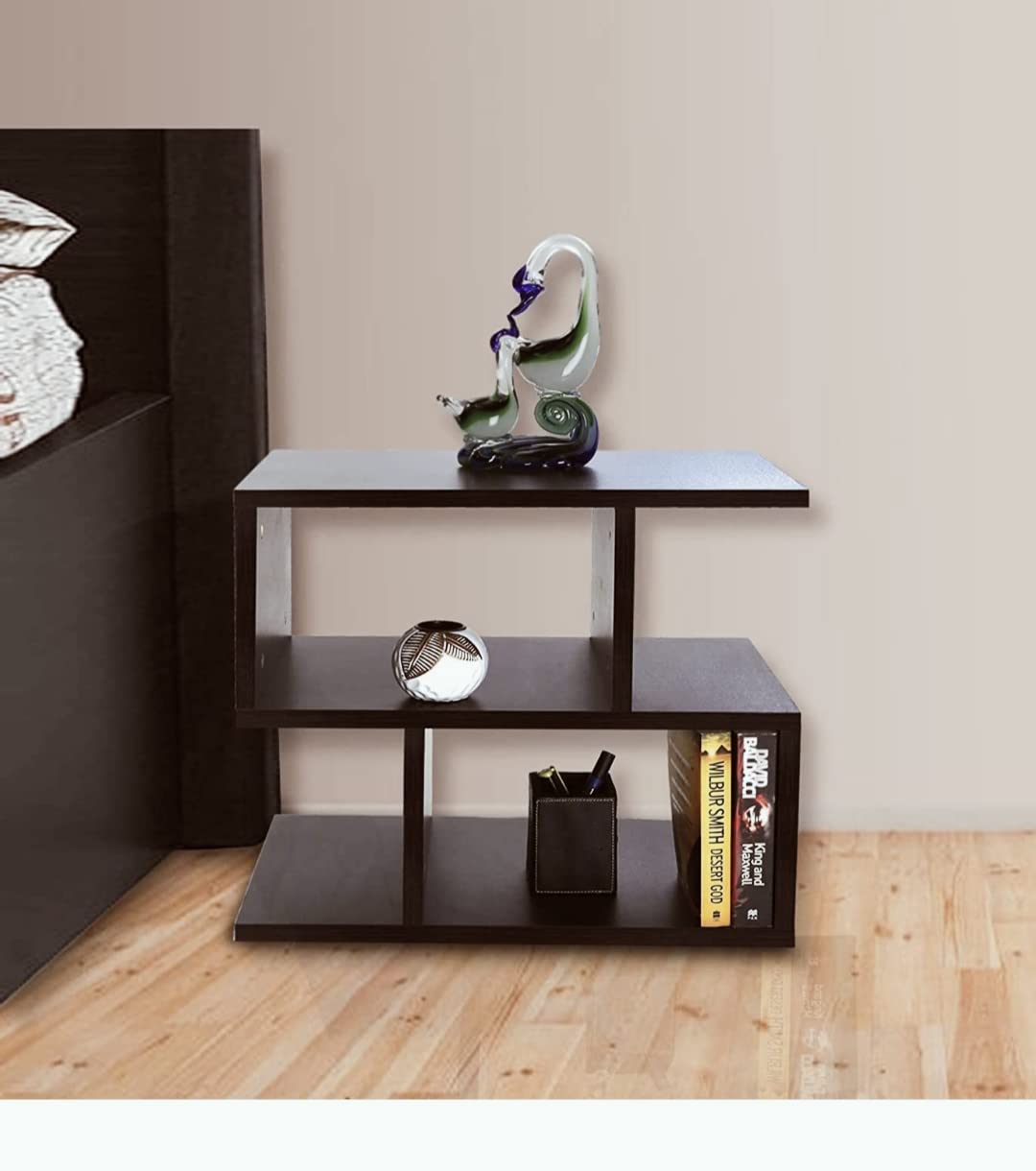 Super Mart Engineered Wood Contemporary Bedside Table – Walnut Finish, Stylish and Durable Nightstand for Bedroom, Modern Design, Functional Storage Solution for Home Décor