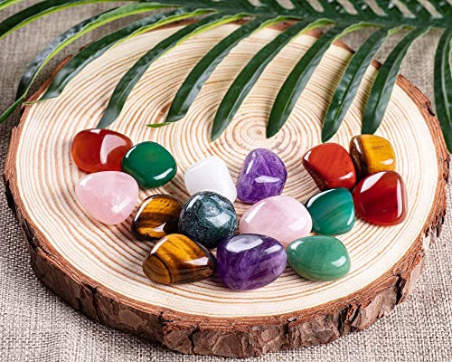 Forby 3Lb Natural Bulk Assorted Tumbled Polished Stones Crystal Set Quartz Stone Kit Real Raw Stones For Home Decoration Reiki Gifts Energy Therapy Beginners-Stone Size 30 Mm #TOP4