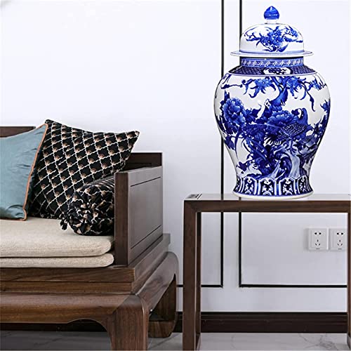 Aadecor Ceramic Jars,Tea Jar,Chinese Style Storage Jars,Blue And White Ginger Jars For Home Decor Temple Jar Ginger Jar Vase Decorative Jars Porcelain Vase With Lid Ceramic Jar (Color : White) #TOP6