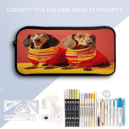Printed Backpack With Lunch Pack Storage Box Case Cute Dachshund 3pcs Lightweight Travel Backpack4