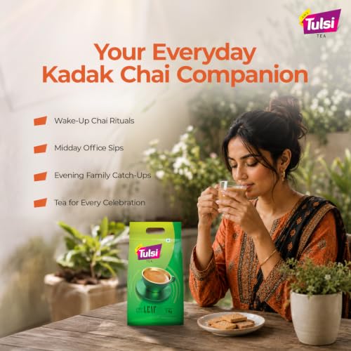 Image of Tulsi Tea CTC Leaf 1KG (Pack of 2)|Authentic Assam Tea|Premium Chai Patti