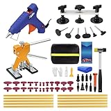 DIQDI 59PCS Paintless Dent Repair Kit – Professional Dent Puller for Small to Medium Dents, Auto Dent Removal Tool with Golden Lifter & Bridge Puller, Hot Glue Body Repair Set for Door Dings