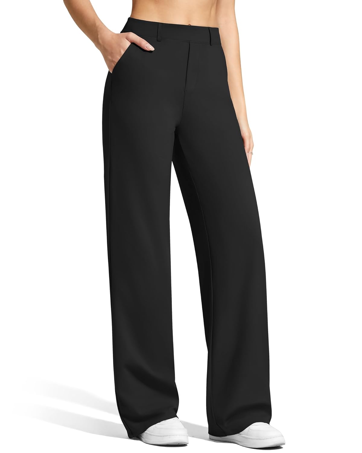 G4Free EverGoing Womens Wide Leg Dress Pants Pull On Stretchy High Waisted Casual Trousers with Pockets
