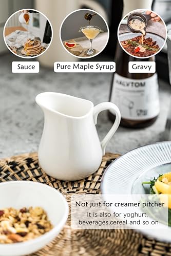 Lyeoboh CREAMER PITCHER 9 Oz Creamer, Small White Creamer Pitcher, Ceramic Milk Pitcher thumb #2
