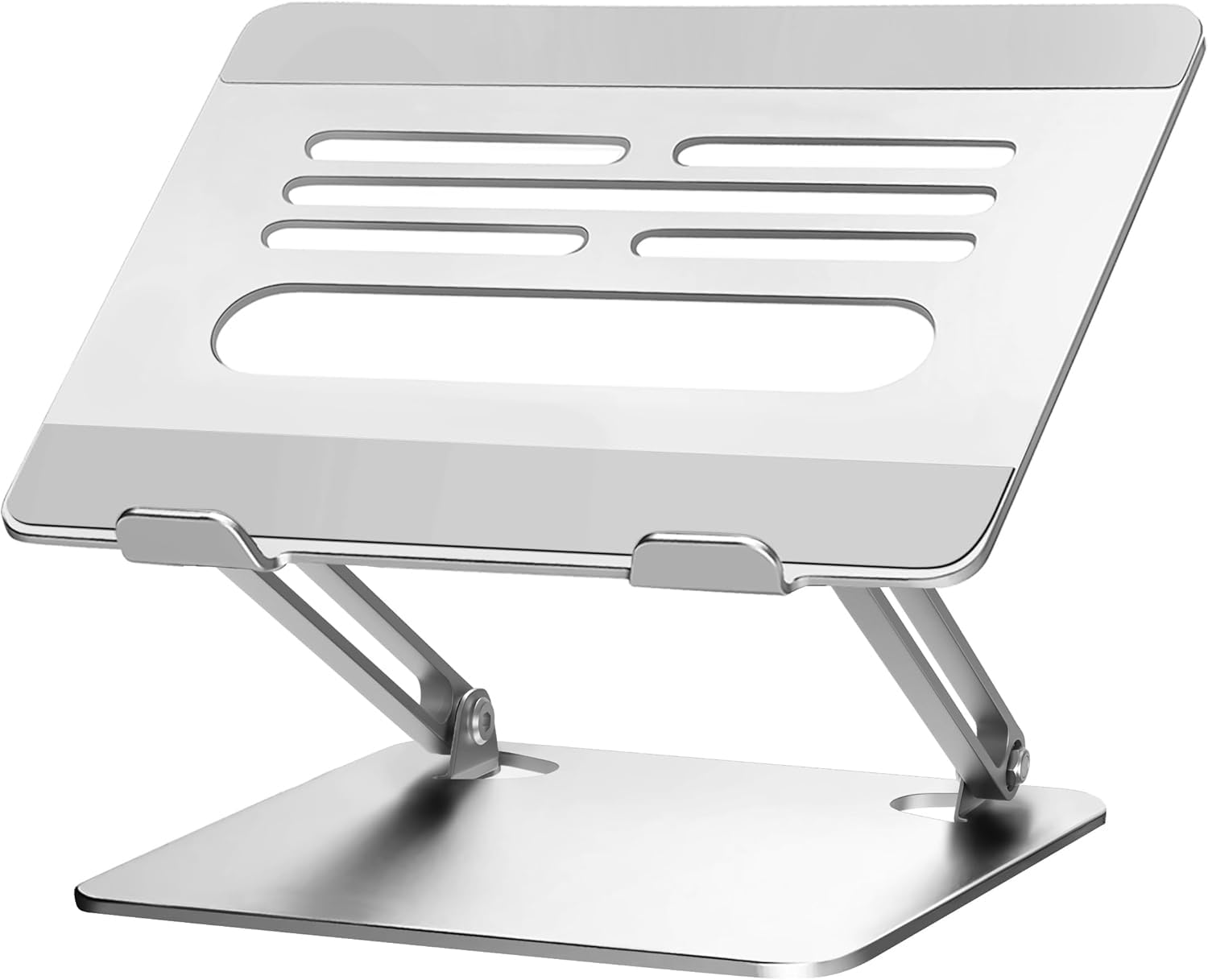 ノートパソコンスタンド 折りたたみ式 ノートPCスタンド【人間工学設計】 ノートパソコン用ラップデスク 無段階高さ角度調整 姿勢改善＆猫背 滑り止めゴム 放熱対策 合金製 在宅仕事 ZOOM会議 Macbook/iPad/ノートPCなど15.6インチまでに対応 外付けキーボードをお勧めです シルバーとライトグレー