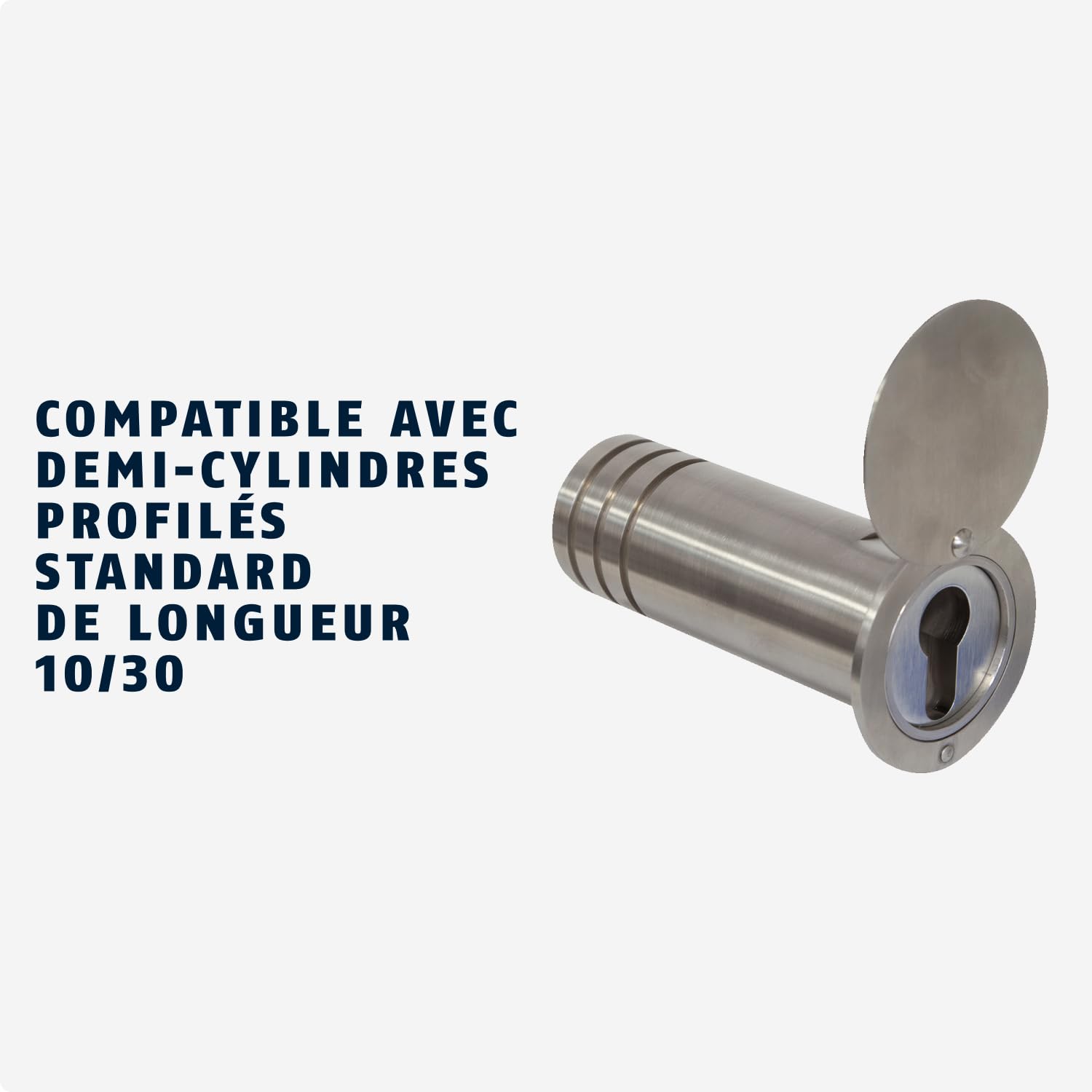 ABUS KeyGarage 729 - Coffre à clés à encastrer dans le mur - tube en acier inoxydable pour le rangement des clés - boîte à clés avec couvercle - argenté | Corps en laiton, anse en acier - code personnalisable sans clé - pour valises, casiers - 23 x 53 mm