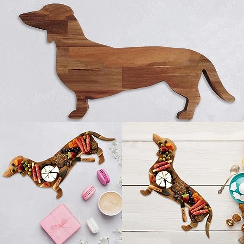 BGFAVCV Speiseteller mit Dackel-Motiv, Käsebrett, Schneidebrett, Charcuterie-Brett, niedliches Weihnachtsessen, einfach zu bedienen, 40 cm