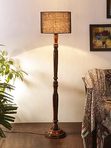 Image of Devansh Blue Jute Wooden Floor Lamp -11