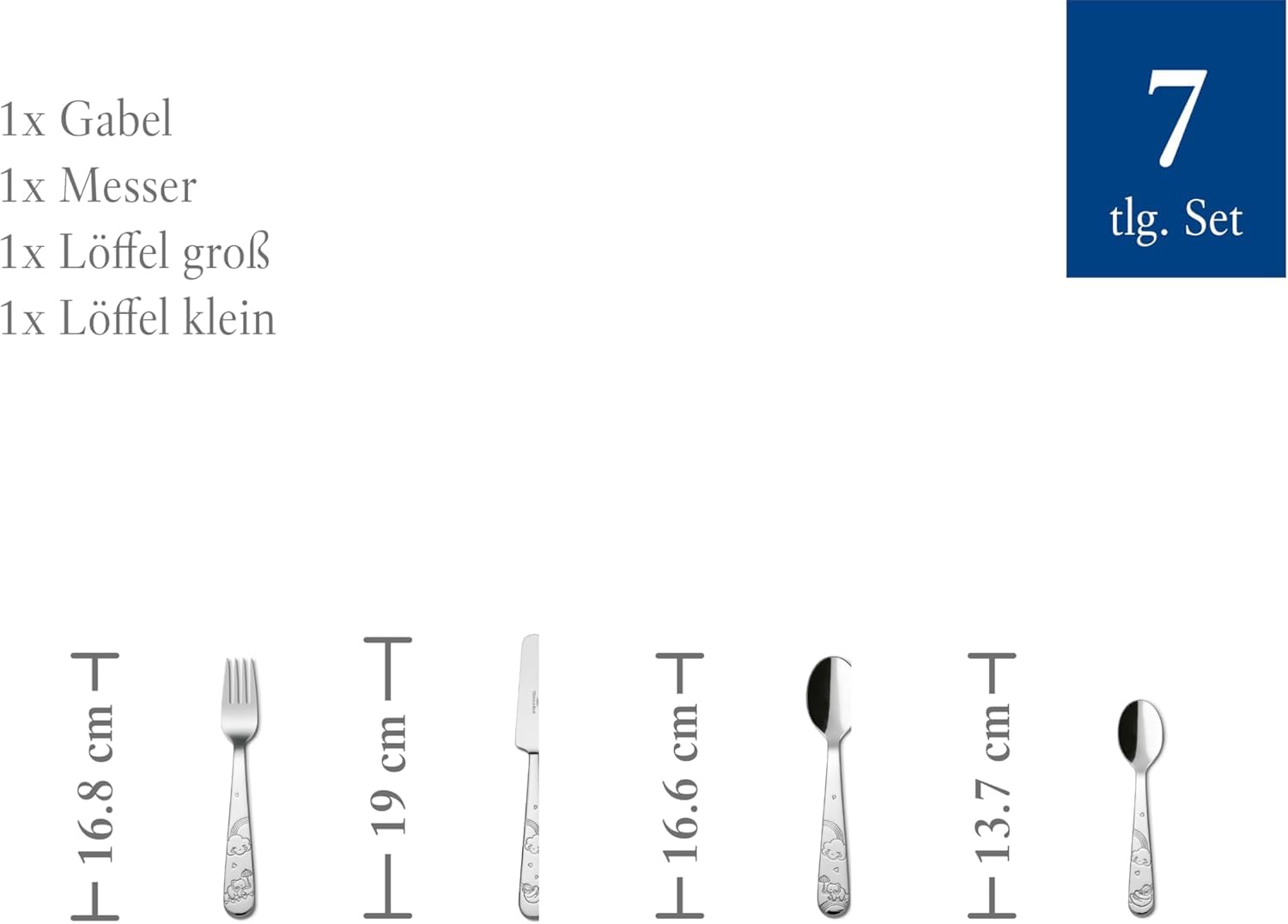 Villeroy & Boch – Boho Kids "Walk like an elephant" Kindergeschirr-Set 7 teilig, Spülmaschinenfest, Mikrowellensicher, Geschirr Besteck Set Kinder, Tiermotiv Elefant und Faultier, Premium Porzellan