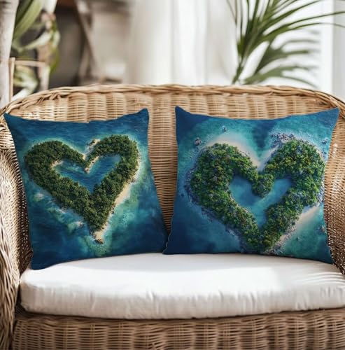 Housses de coussin canapé bleu 65x65cm imperméables set de 2 TG-479