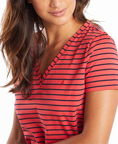 Nautica-Womens-Easy-Comfort-V-Neck-Striped-Supersoft-Stretch-Cotton-T-Shirt