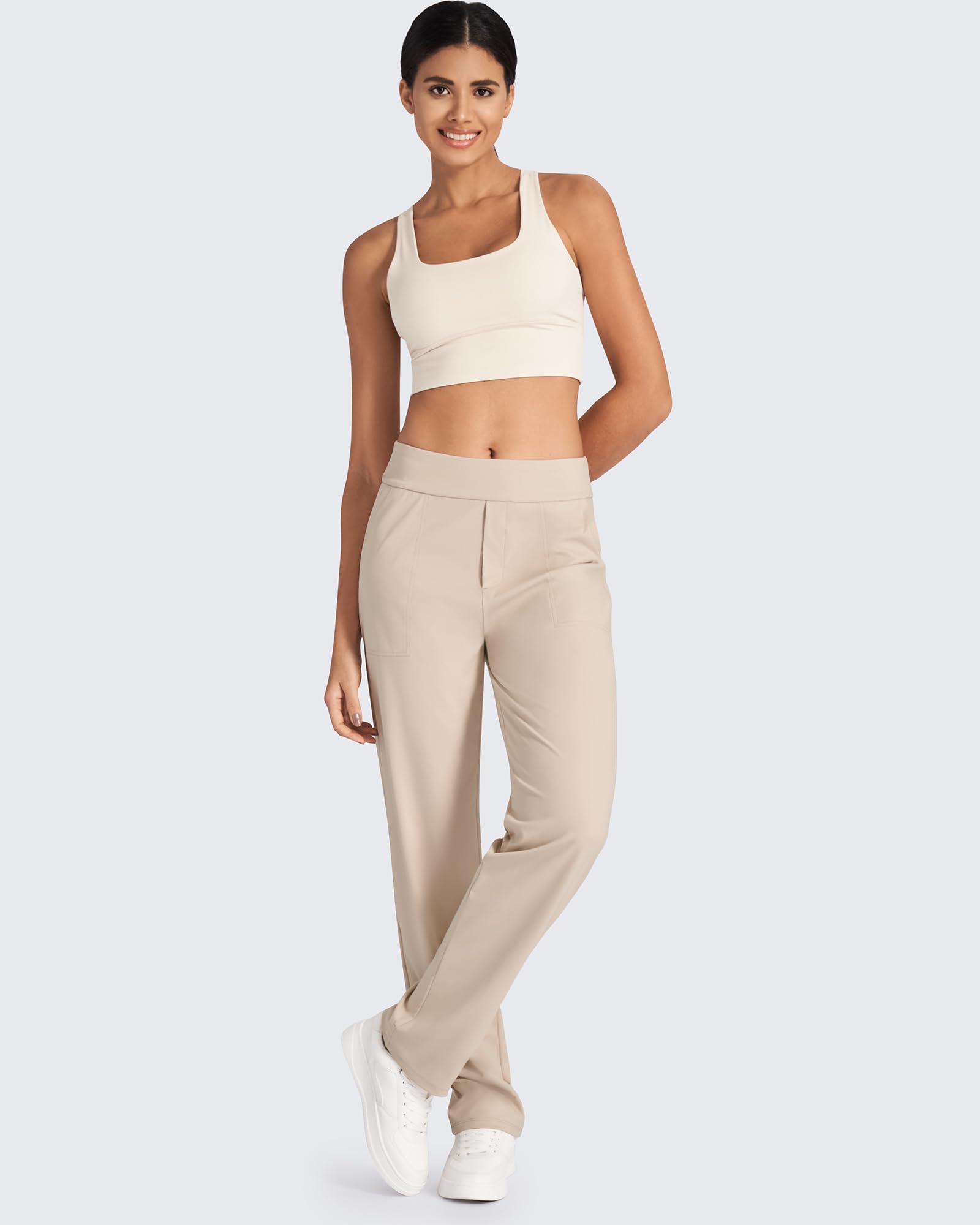 G4Free ShiftReady Pantalon de yoga taille haute pour femme avec poches Coupe droite Pantalon décontracté 71,1 cm/76,2 cm/81,3 cm