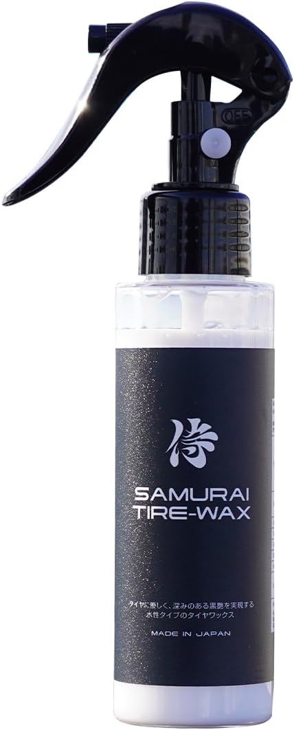 Samurai Productions TIRE-WAX Premium Tire Polish, Tire Wax, 3.4 fl oz 100 ml, Deep Gloss Finish, Water-Based Application Type, Natural Gloss and Anti-Aging Protection, Made in Japan, Car Care