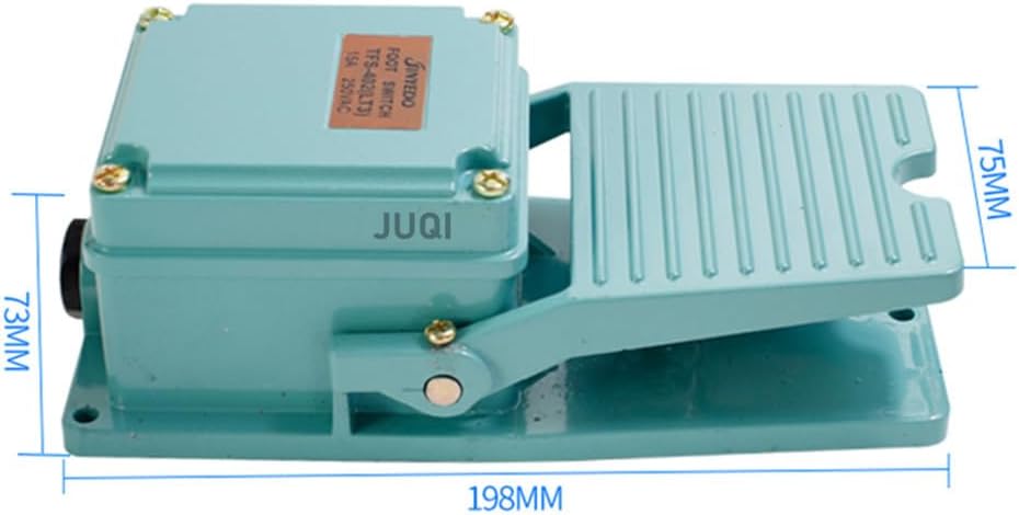 TFS-402 Green Silver Contact Aluminum Shell AC 250V 15A 1NO 1NC Momentary Treadle Pedal Foot Switch w Cable Gland