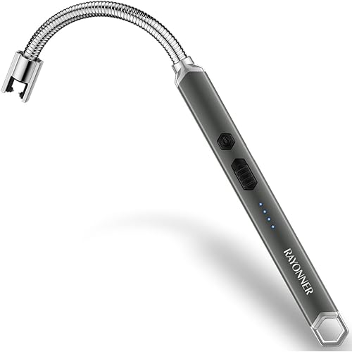 RAYONNER Encendedor eléctrico encendedor de velas recargable USB encendedor largo cuello flexible (gris)