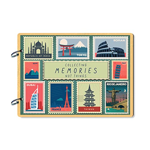 Image of 100yellow World Stamp Book scrapbook collecting memories in Photo album| 40 A5 pages | Size : 15.2 cm x 21.5 cm |Multicolour