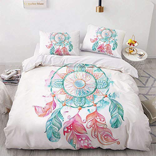 Juego de ropa de cama JXING con atrapasueños, color caqui y blanco,...