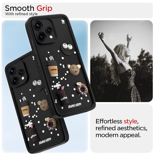 Image of Pikkme Back Cover for Oppo Reno 15 5G | 3D Bear Silicone Cute & Fun Coffee Cartoon | Full Body Protection Bumper Case (Black)