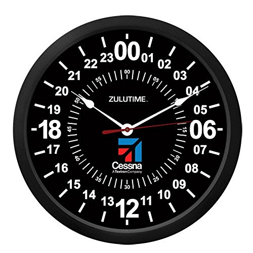 Trintec Cessna Logo Black 24 Hour Military Time Black Zulu Time Wall Clock 10" - Ces-Zt24Hr-10 #TOP28