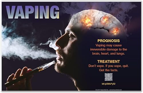 ToucanEd Póster de pronóstico y tratamiento de vapeo - riesgos de cigarrillos electrónicos - obtener datos de vapeo - cartel de riesgos de vapeo -