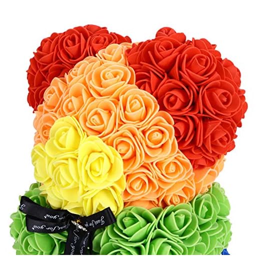 Urso de flor rosa, urso rosa, ornamento de urso de flor aniversário de natal presentes dos namorados para aniversário namorada presentes mulheres presentes